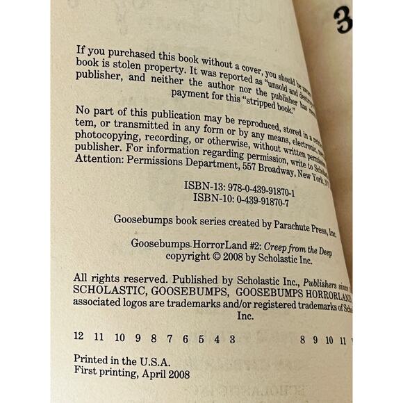 Goosebumps HorrorLand #2: Creep From the Deep Paperback Book by R. L. Stine 2008 - Picture 3 of 7